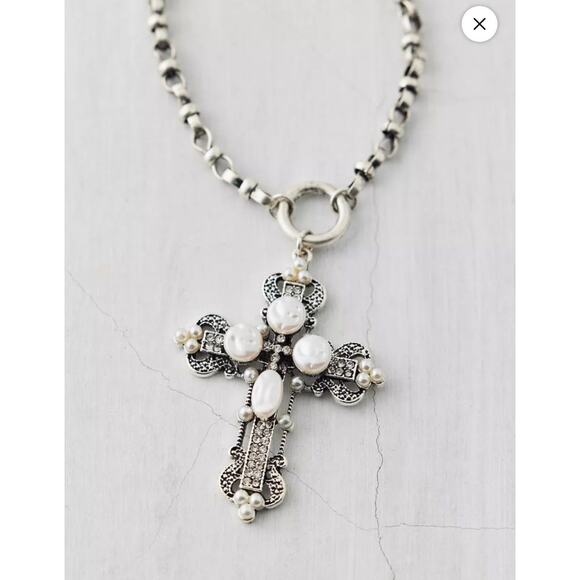 Urban Outfitters Jewelry - Urban Outfitters | Caterina Pearl Cross Pendant Necklace